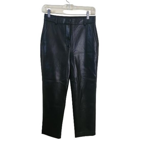 Aritzia Babaton Command Crop Pants Black Vegan Leather Size 4 - Picture 3 of 7